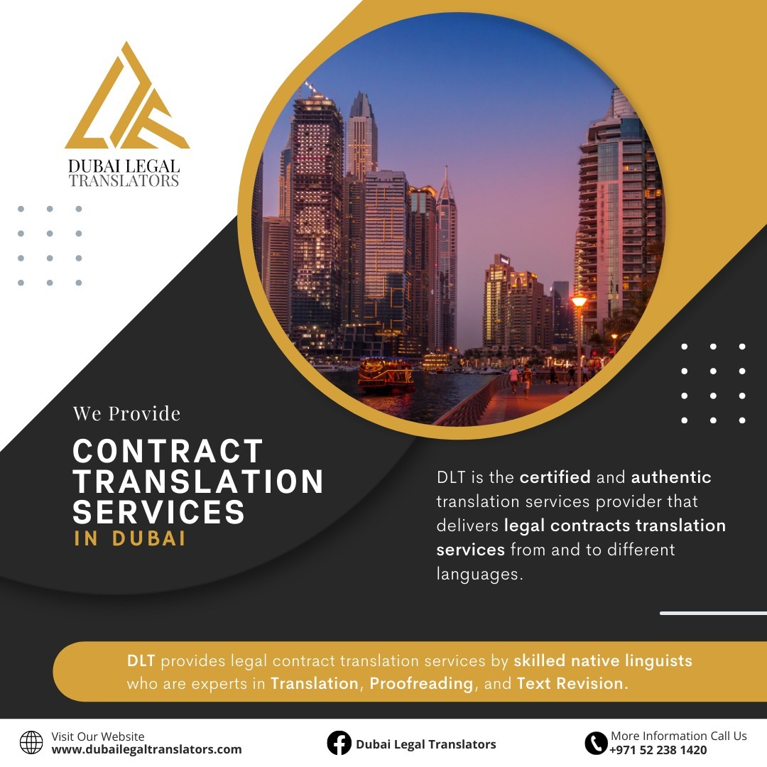 Contract Translation Services in Dubai Ensure your business contracts speak the same language as your partners with our professional contract translation services in Dubai. Trust us to deliver accurate and reliable translations that will propel your business forward. Contact us now to discuss your contract translation needs and take your business to new heights!