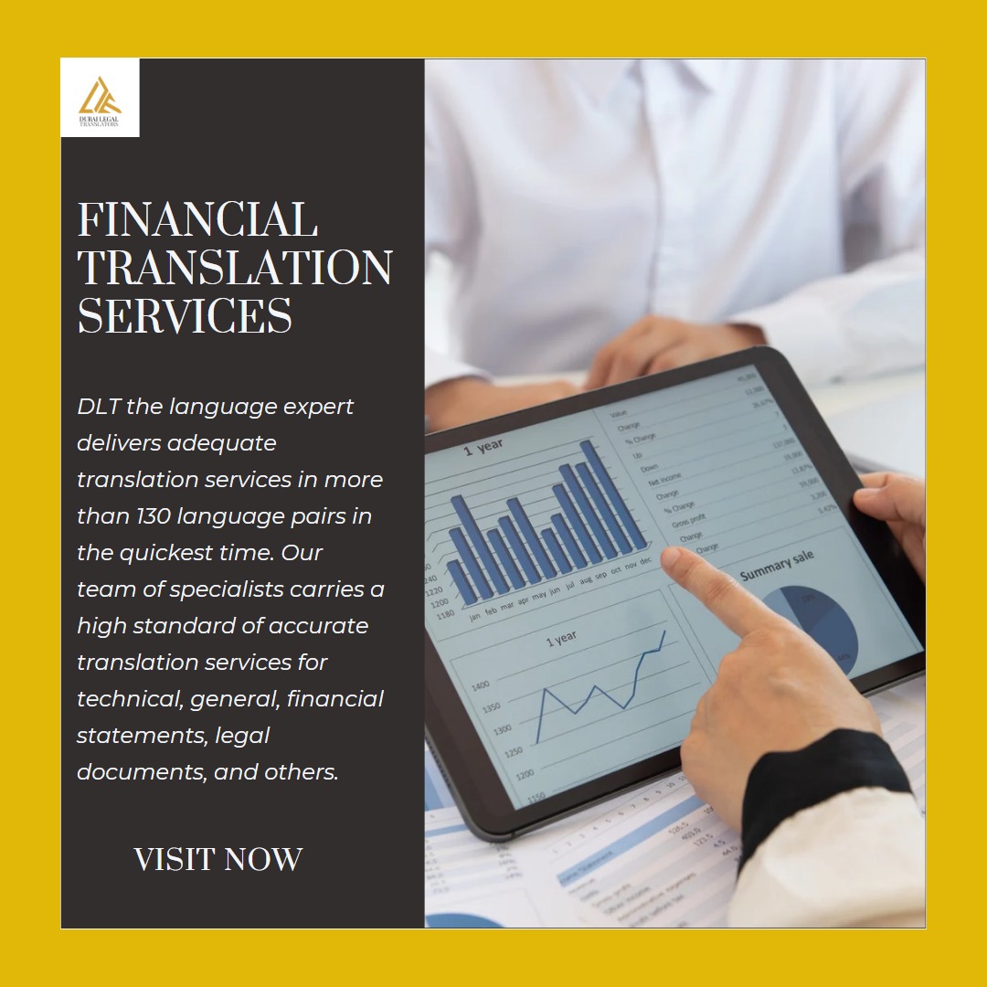 Financial translation services in Dubai Our expert linguists ensure accurate, confidential, and timely financial translations for your Dubai-based business. Contact us for a free quote!